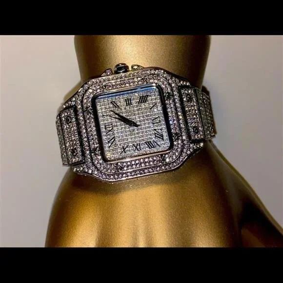 Mens Custom Fully Ice out Sport Iced Cz VVS Quality Stainless Steel Fully Bling